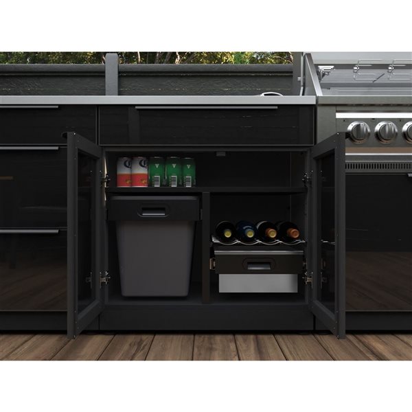 NewAge Products 3-Piece 96 x 23 x 34.25-in Black Aluminum Modular Outdoor Kitchen Set