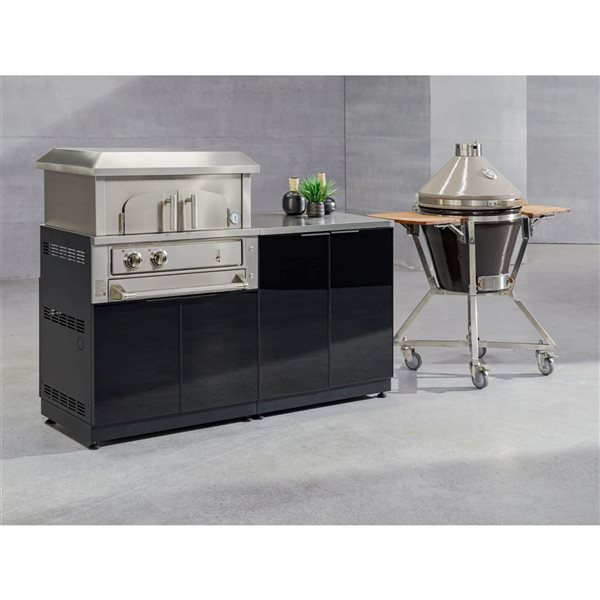 NewAge Products 3-Piece 96 x 23 x 34.25-in Black Aluminum Modular Outdoor Kitchen Set