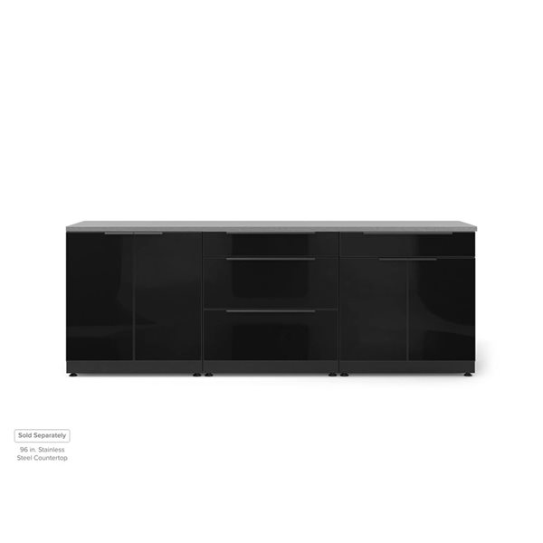 NewAge Products 3-Piece 96 x 23 x 34.25-in Black Aluminum Modular Outdoor Kitchen Set