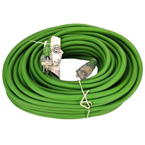 Rallonge électrique à prise unique FlexiCord SJEOW 12/3 éclairée 100 pi pour l'extérieur, verte