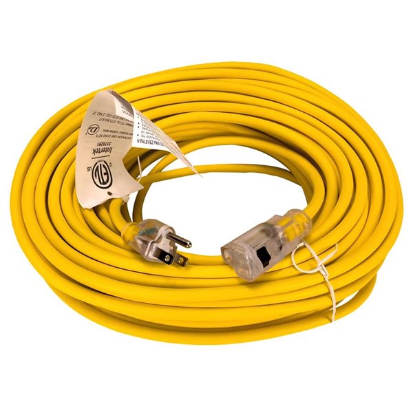 FlexiCord 100-ft Outdoor SJTW 16/3 Lighted Single Tap Extension Cord - Yellow