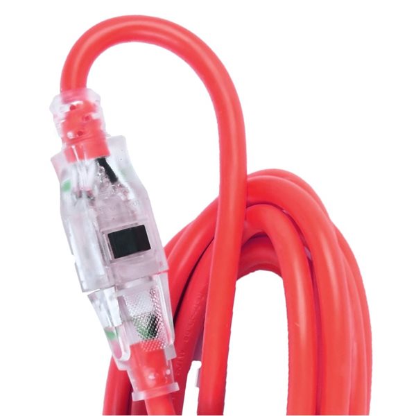 FlexiCord 100-ft Outdoor SJTW 12/3 Lighted Single Tap Extension Cord - Yellow