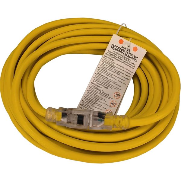 FlexiCord 30-ft Outdoor SJTW 16/3 1-Outlet Lighted Extension Cord - Yellow