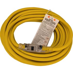 Rallonge électrique à prise unique FlexiCord SJTW 16/3 éclairée 30 pi pour l'extérieur, jaune