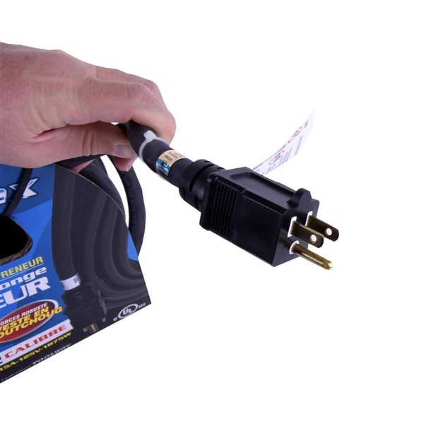 FlexiCord 50-ft Outdoor SEOOW 14/3 Single Tap Extension Cord - Black Rubber