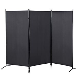 Écran d'intimité 3 panneaux à double charnière par HOMCOM 100 l. x 72 po h. en tissu gris charbon