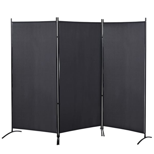 HOMCOM 100 W x 72-in H 3-Panel Charcoal Grey Fabric Double Hinged Privacy Screen