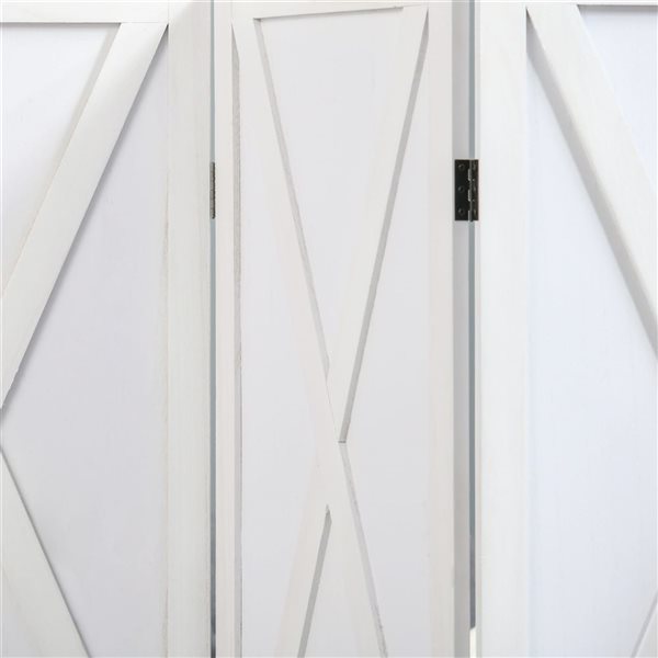 HOMCOM 5.6-ft H 4-Panel White Wood Farmhouse Style Folding Privacy Screen