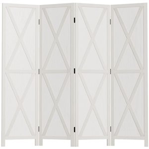 Écran d'intimité pliant 4 panneaux style maison de campagne par HOMCOM 5,6 pi h. en bois blanc