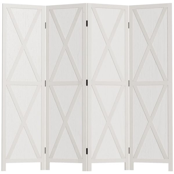 HOMCOM 5.6-ft H 4-Panel White Wood Farmhouse Style Folding Privacy Screen