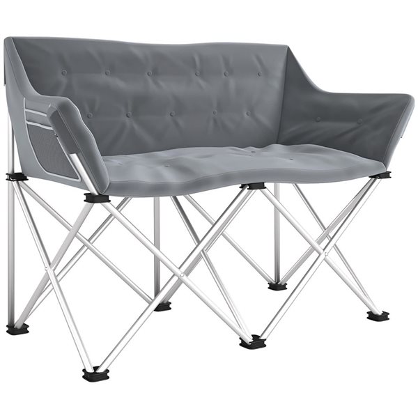 Outsunny Grey Folding Oversized Double Polyester and Steel Camping Chair
