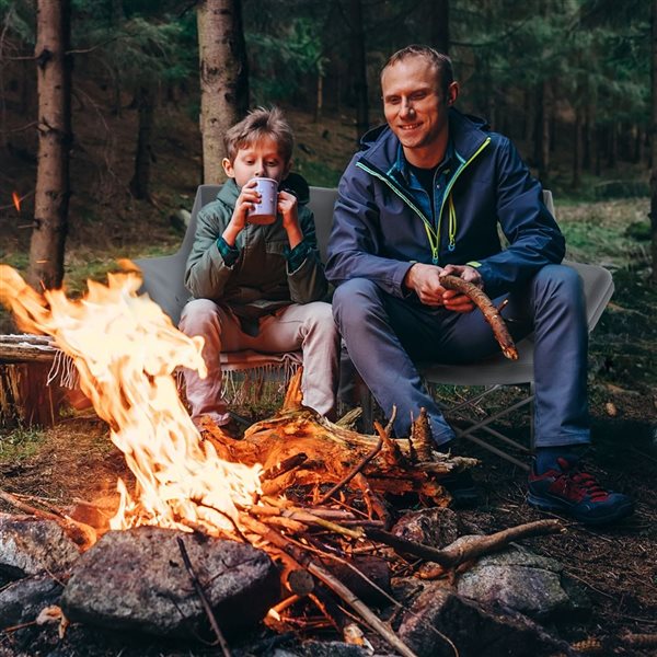 Outsunny Grey Folding Oversized Double Polyester and Steel Camping Chair