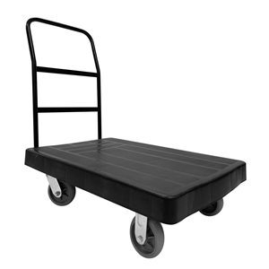 Johnny Vac 3 x 2-ft Surface Black Plastic Platform Cart with Sturdy Metal Handle and Wheels with Brakes