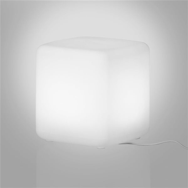 South Shore Sweedi 16-in W White Polyethylene Scandinavian Lighted Cubic Kid's Stool/End Table