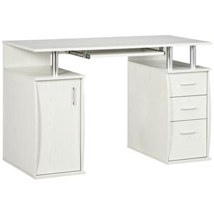 HOMCOM 47-in Computer Desk w/ Keyboard Tray and Storage Drawers - White