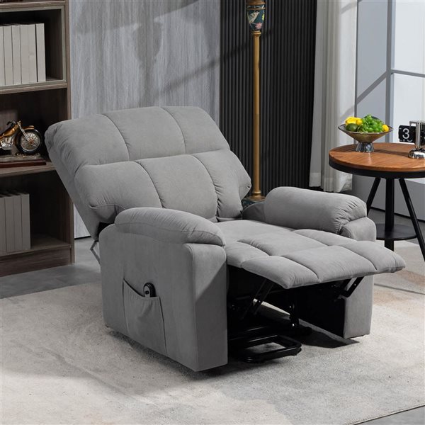 HOMCOM Electric Power Lift Recliner Chair w/ Side Pocket and Remote Control - Grey
