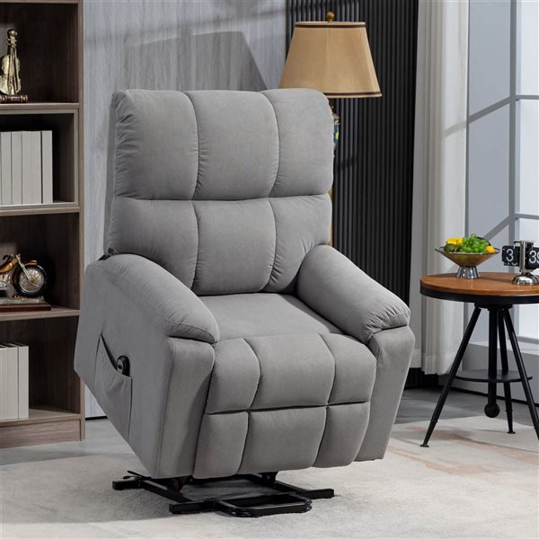 HOMCOM Electric Power Lift Recliner Chair w/ Side Pocket and Remote Control - Grey