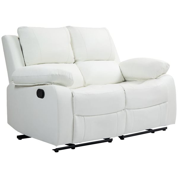 HOMCOM PU Leather Manual Loveseat Recliner - White