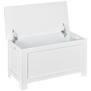 HOMCOM Storage Chest w/ 2 Safety Hinges and Flip Lid - White