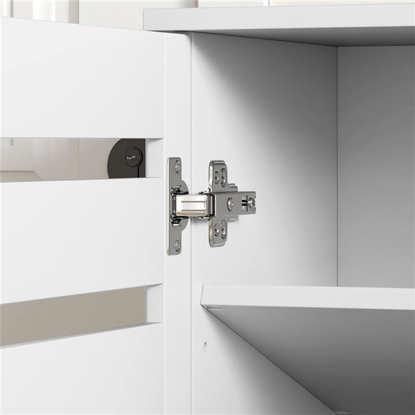 HOMCOM 20-Pair White 10-Tier Narrow Shoe Cabinet w/ 3 Slatted Doors