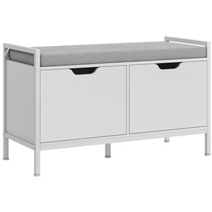 HOMCOM 4-Pair White Shoe Bench Organizer w/ Seat Cushion
