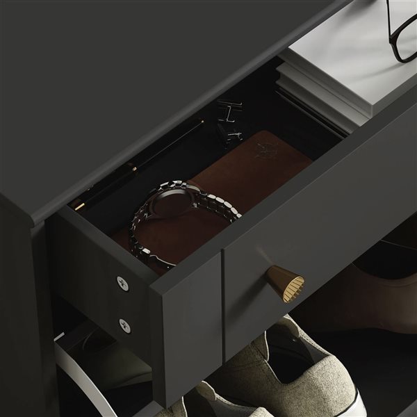 HOMCOM 8-Pair Black 4-Tier Narrow Shoe Cabinet w/ 2 Flip Drawers