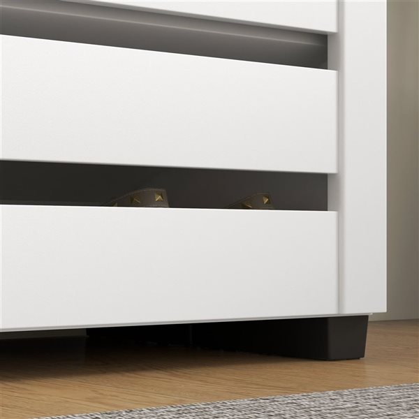 HOMCOM 14-Pair White 5-Tier Slim Shoe Cabinet w/ 2 Slatted Doors