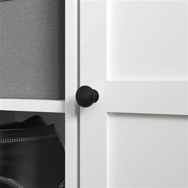 HOMCOM 4-Pair White and Grey 2-Tier Shoe Bench Organizer w/ Cushion and 2 Cabinets