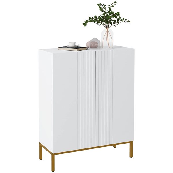 HOMCOM 20-Pair White 5-Tier Modern Shoe Cabinet w/ Soft-Close Doors