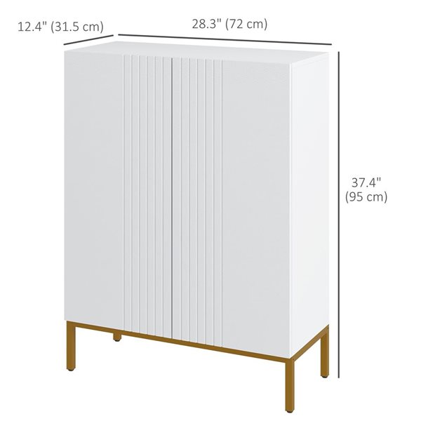 HOMCOM 20-Pair White 5-Tier Modern Shoe Cabinet w/ Soft-Close Doors