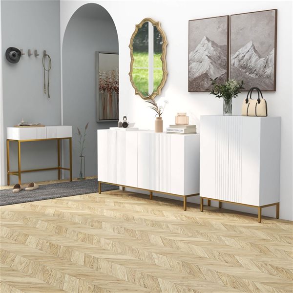 HOMCOM 20-Pair White 5-Tier Modern Shoe Cabinet w/ Soft-Close Doors