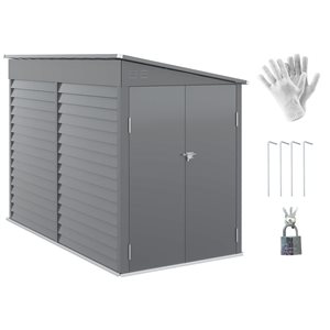 Remise de jardin en acier Aosom 9 x 4,6 pi avec portes verrouillables, gris