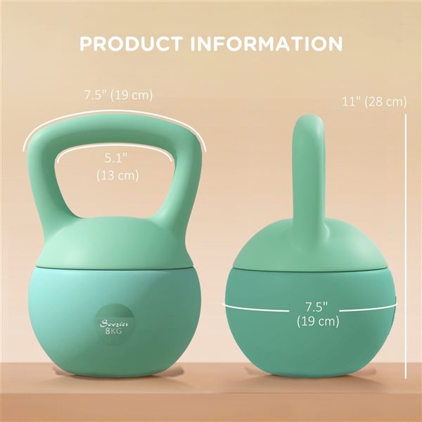 Soozier 18-lb Kettlebell for Weight Training w/ No-Slip Grip