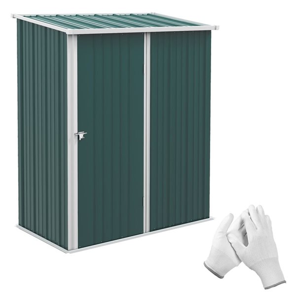 Aosom 5 x 3-ft Steel Outdoor Storage Shed - Green