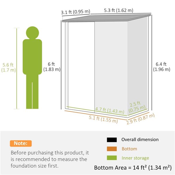 Aosom 5 x 3-ft Steel Outdoor Storage Shed - Green