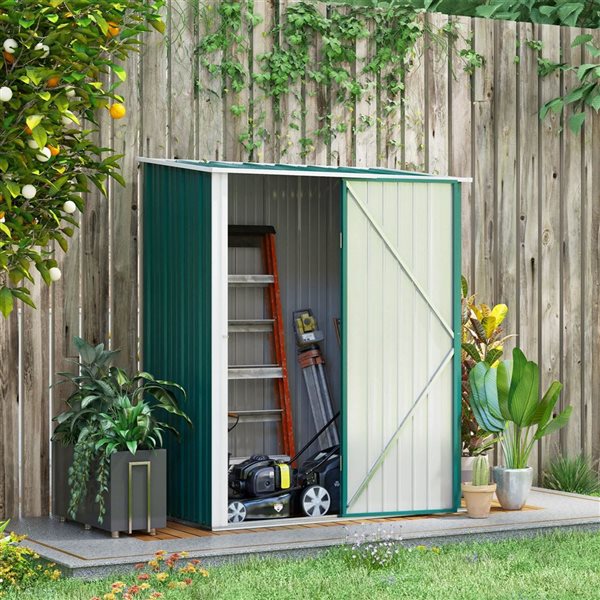Aosom 5 x 3-ft Steel Outdoor Storage Shed - Green