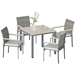 Ensemble de salle à manger de patio Outsunny 5 pièces en osier rotin gris