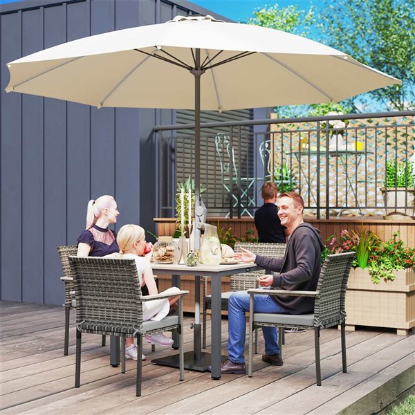 Ensemble de salle à manger de patio Outsunny 5 pièces en osier rotin gris