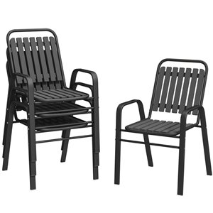 Ensemble de 4 chaises de salle à manger Outsunny extérieures empilables noires