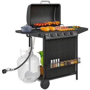 Outsunny Black 5-Burner Propane Gas BBQ Grill
