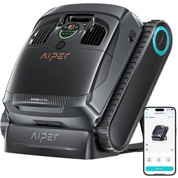 Aiper Scuba X1 Pro Cordless Robotic Pool Cleaner w/ Smart Navigation + Horizontal Waterline Cleaning up to 2150-ft²