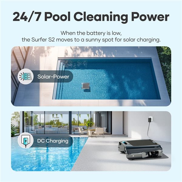 Aiper EcoSurfer S2 Solar-Powered Automatic Robotic Pool Skimmer w/ APP Support + Smart Obstacle Avoidance