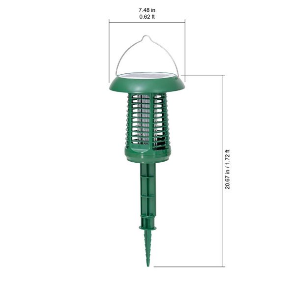 Sunjoy Solar-Powered 2-in-1 Electronic Bug Zapper and UV Light