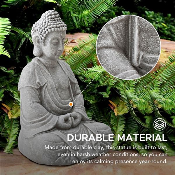 Sunjoy Shannon Buddha Garden Statue - Grey