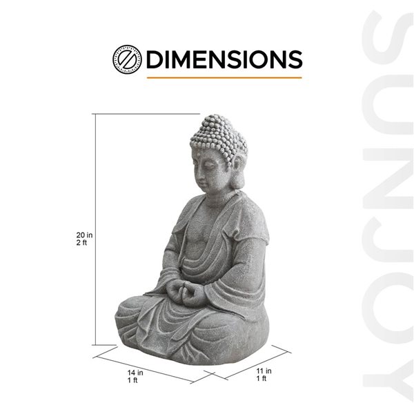 Sunjoy Shannon Buddha Garden Statue - Grey