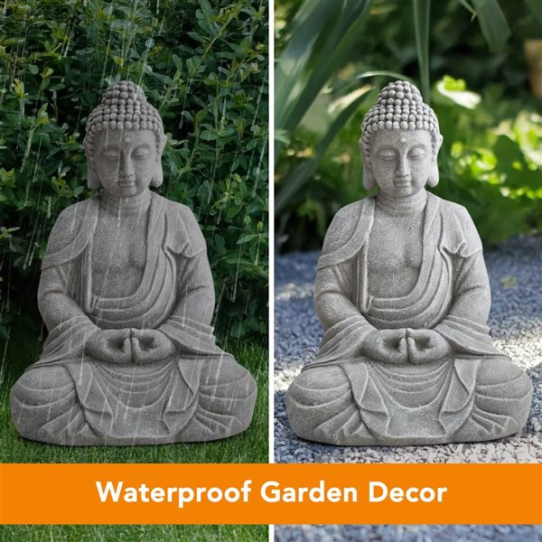 Sunjoy Shannon Buddha Garden Statue - Grey