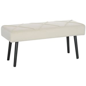 HOMCOM Cream White Modern 39-in L Upholstered Indoor Bench