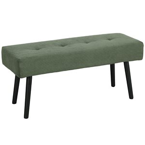 HOMCOM Green Modern 39-in L Indoor Bench w/ Padded Seat and Steel Legs