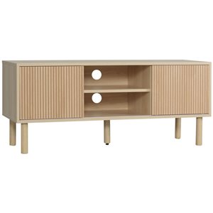 HOMCOM Natural Wood 19 H x 45-in W TV Stand Cabinet for TVs up to 50-in w/ Sliding Doors