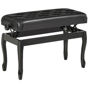HOMCOM Black PU Leather Modern 34-in L Classic Adjustable Height Piano Indoor Bench Stool